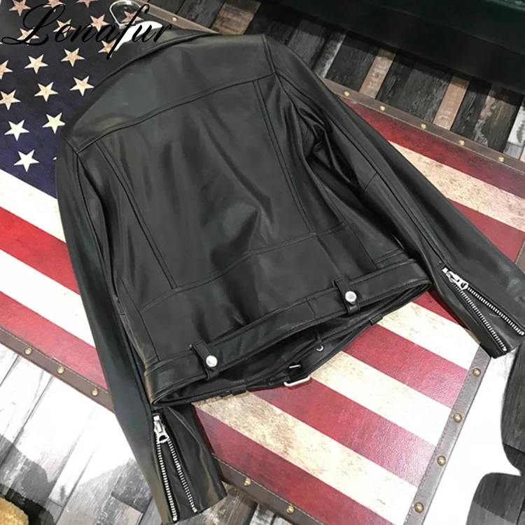 Fashion women Autumn jacket short real Sheepskin Leather Jacket New Arrival