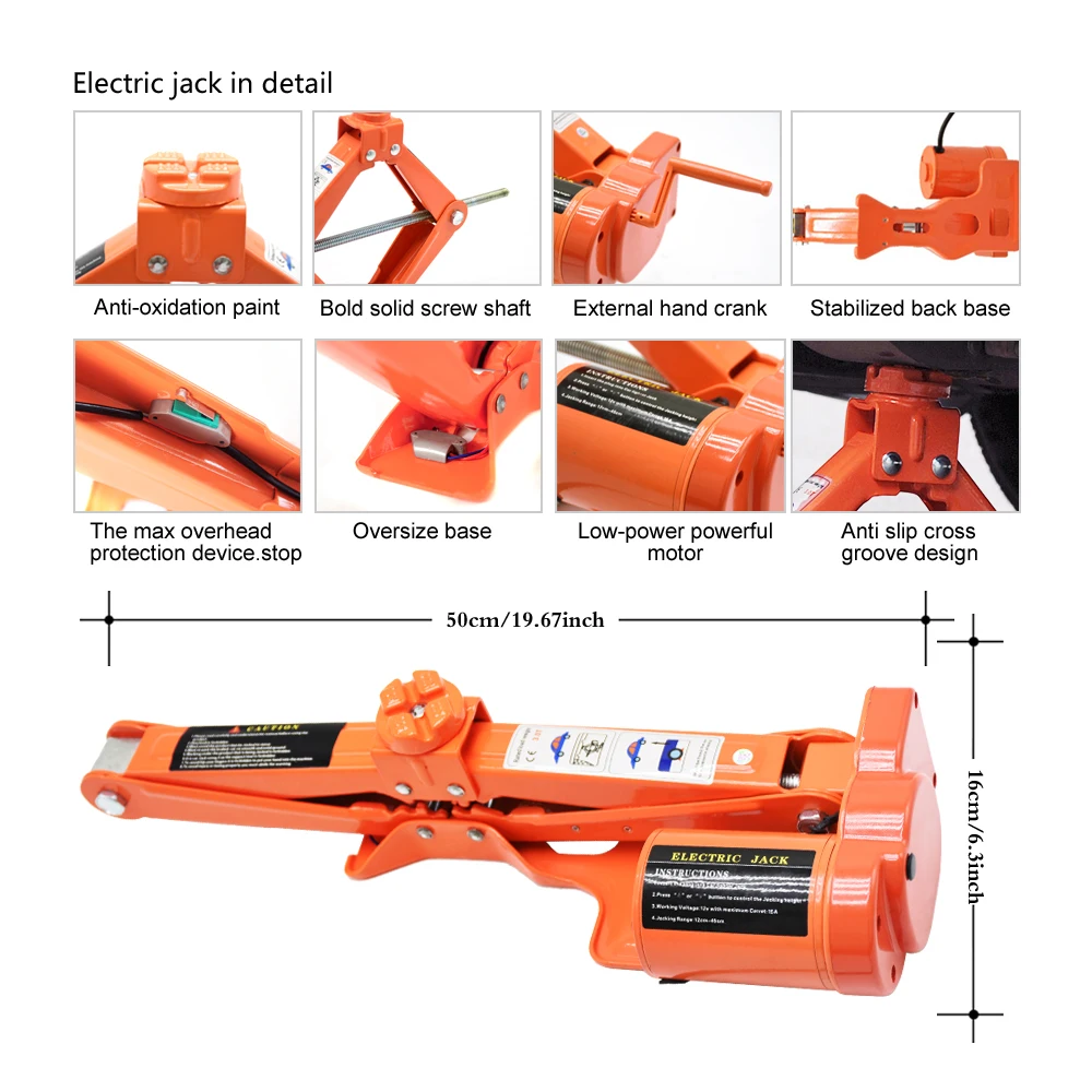 
China supplier different jacks 5 ton easy car 5T 45CM scissor jack & Electric wrench suit 