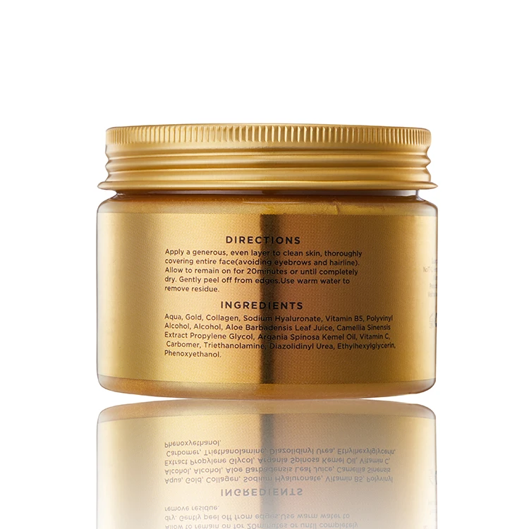 Private label 24k gold collagen crystal peel off facial mask deep cleaning peel off 24 k facial gold mask