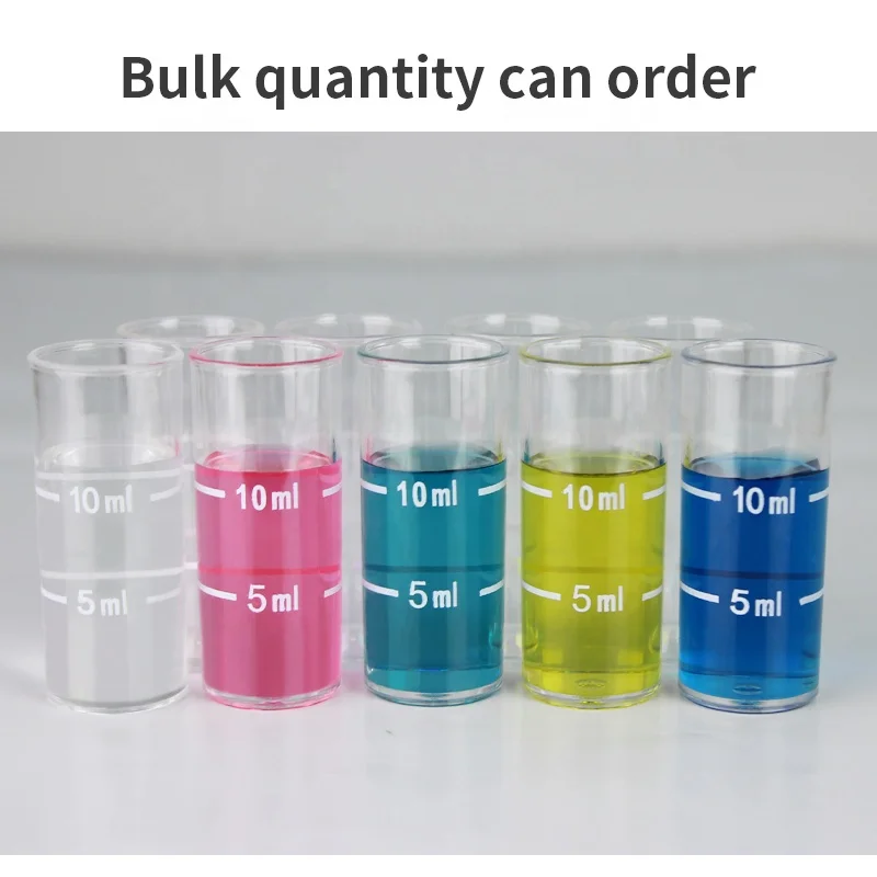 liquid measuring transparent 10ml plastic glass beaker cup/Laboratory Measuring cup/