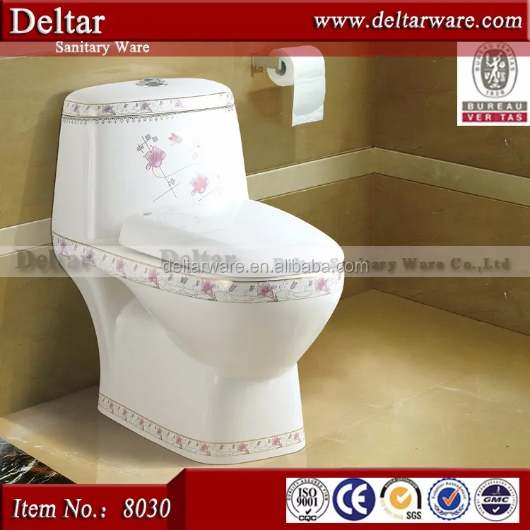 flower painted toilet wc, europe artist water closet, washdown one piece elegant toilet
