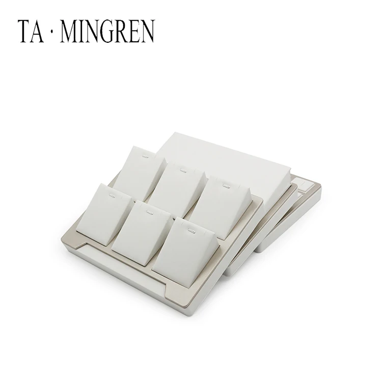 
White Wholesale Hot Sale Luxury PU Leather Necklace Jewelry Display Tray 