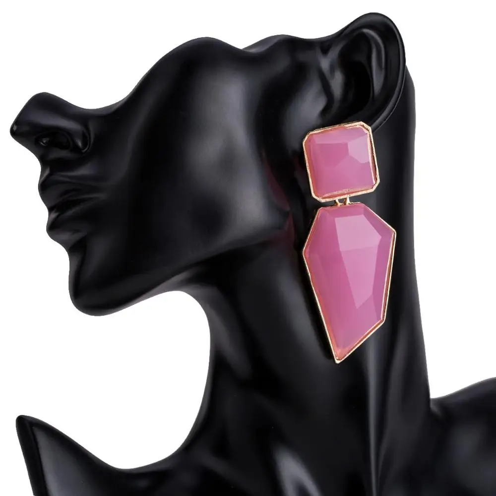 Модные увеличенные геометрические ацетатные серьги-пластины большие женские весенние богемные