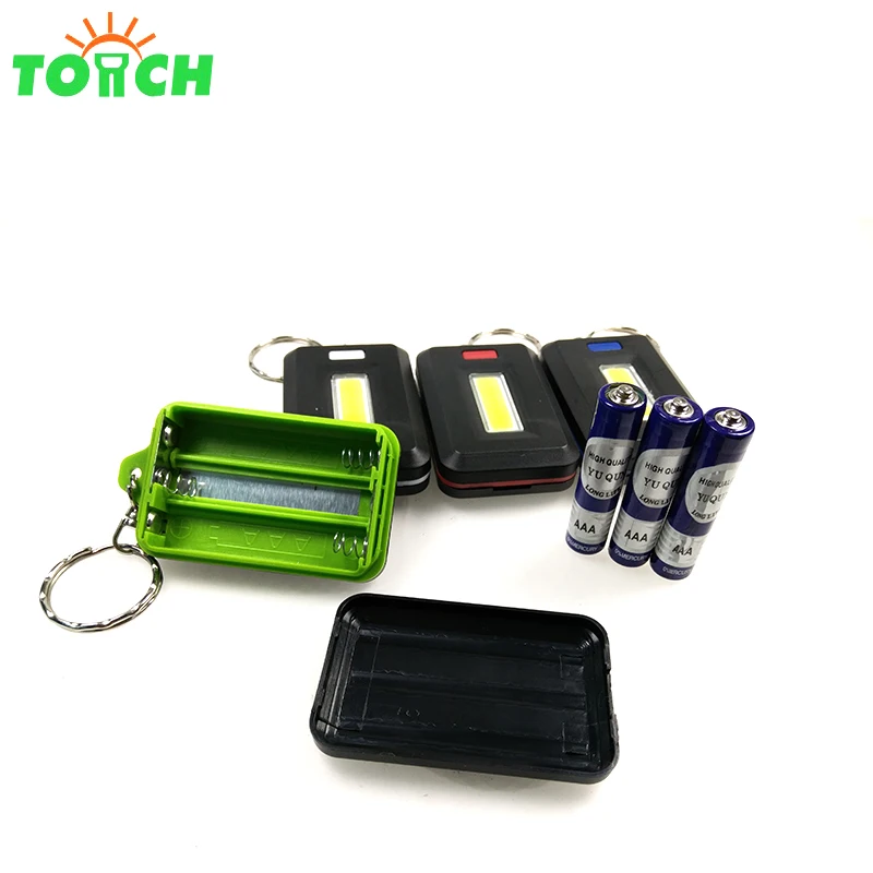 Mini COB LED Keychain Flashlight 3 Modes Key Chain Portable Keyring Flash Light Lamp Torch Pocket Emergency Light