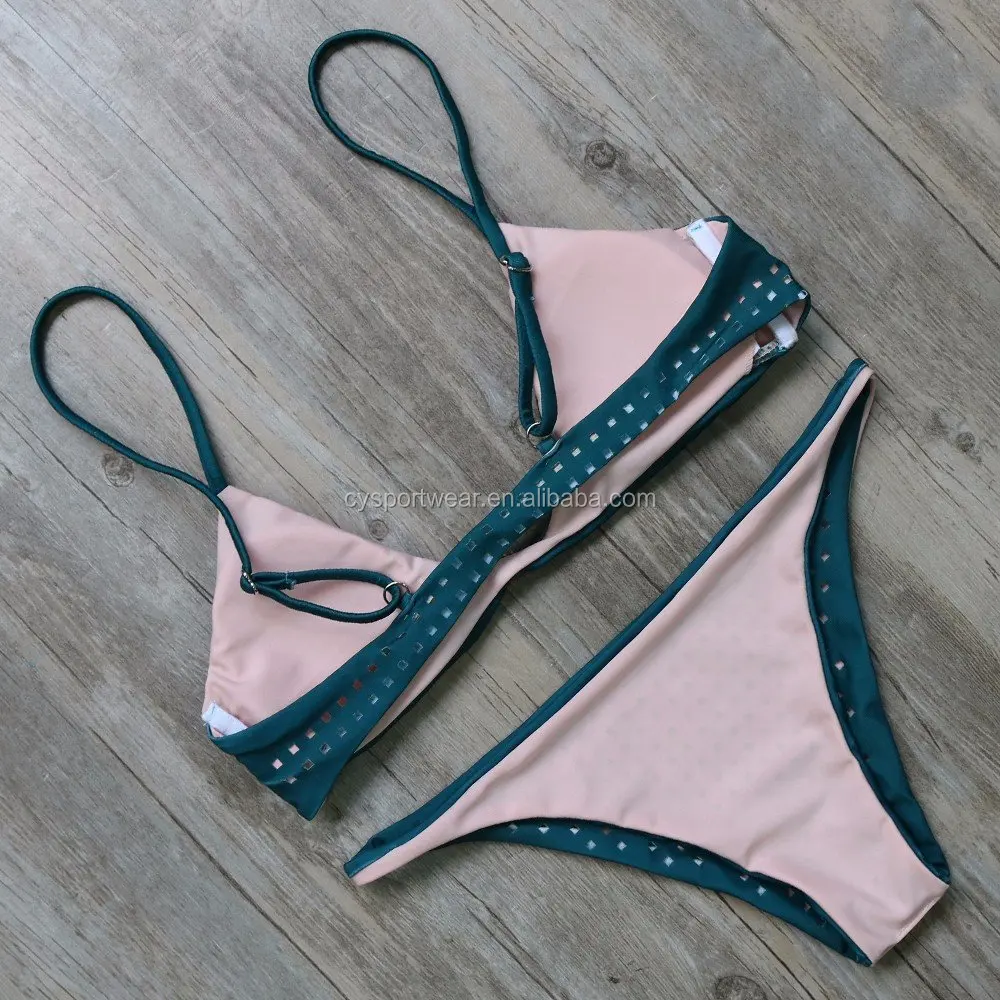 Latest Printing Women Swimsuit sexy Brazilian style Mesh braid Bikini Two Piece Bikini Swimwear Set Swimsuit Beachwear