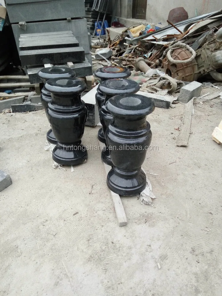 Shanxi Black Granite Flower Vases for Burial Headstone