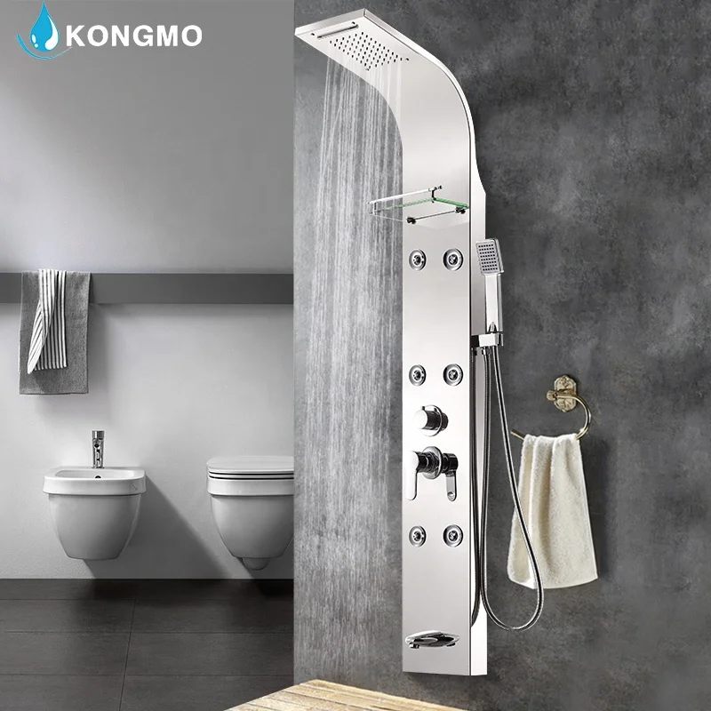 
 Европейский стиль, сертифицированная CE, водонепроницаемая Душевая система для ванной, массажная Паровая душевая панель с полкой  