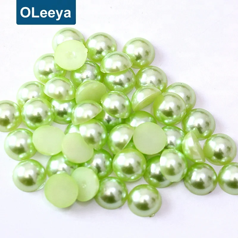 Wholesale free sample loose plastic abs siam half cut pearls half round flatback pearls beads for jewelry making