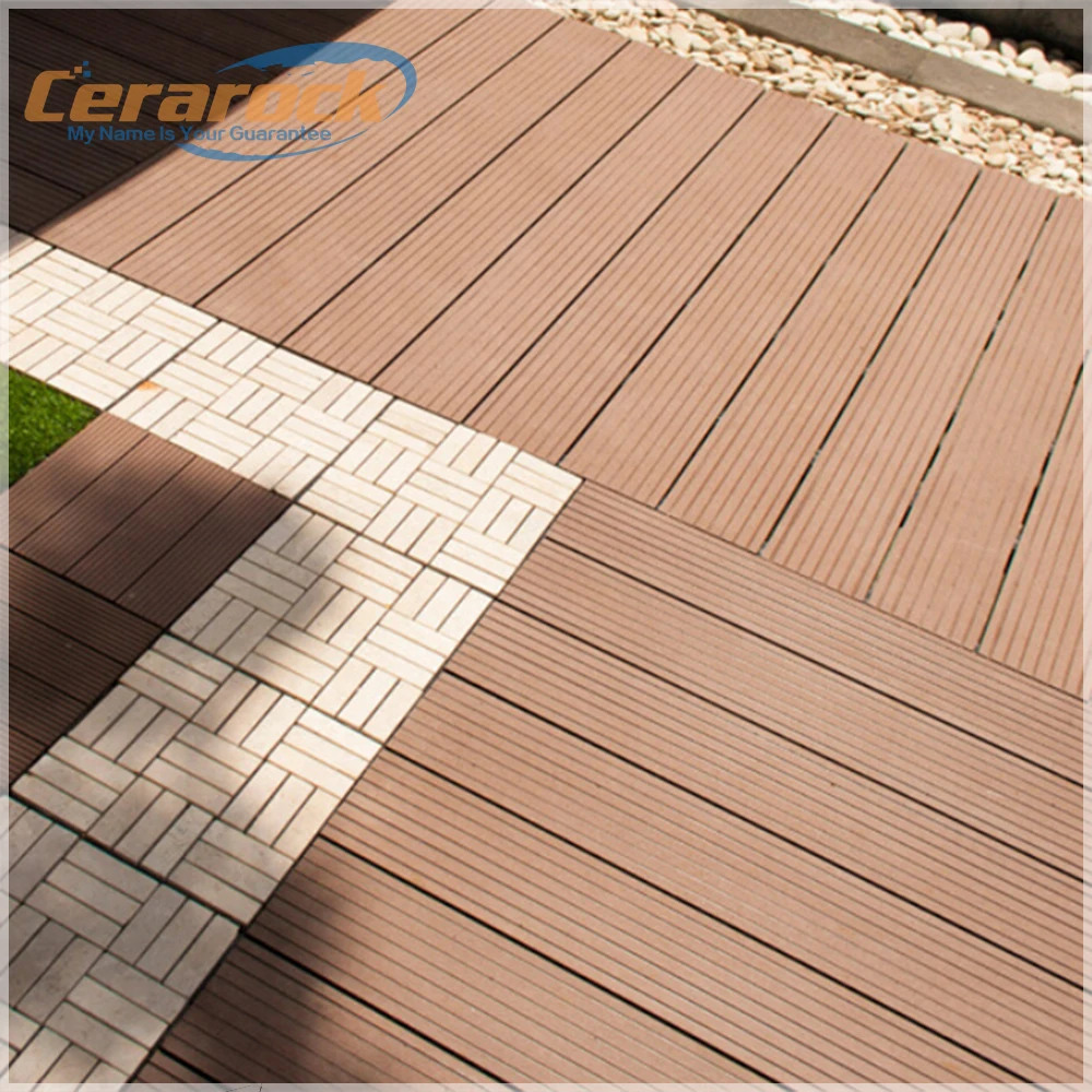 outside WPC decking Anti-slip water-proof weather resistance timber deck wood tile for Swimming pool