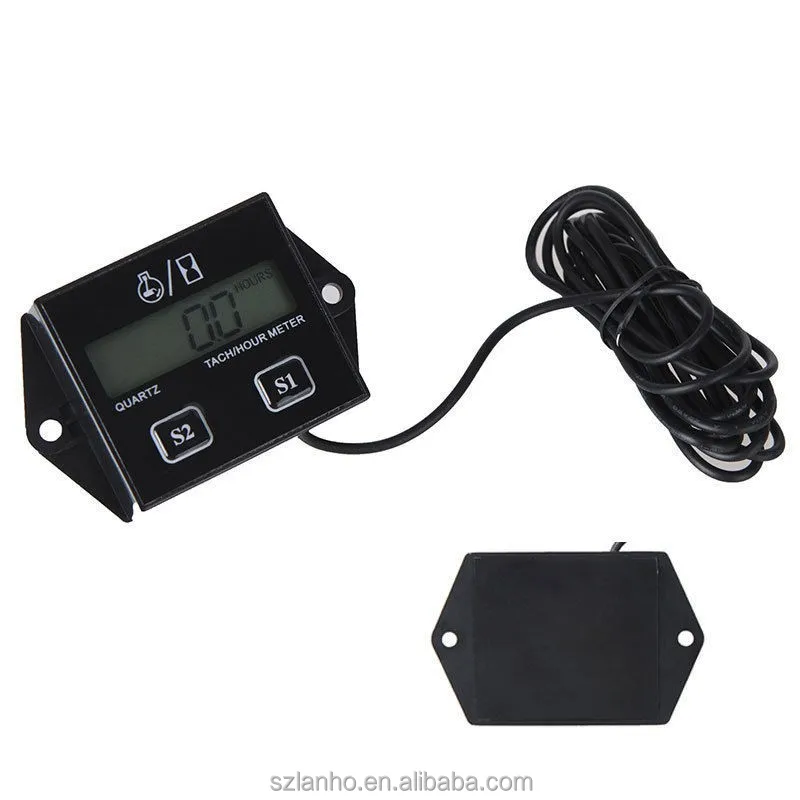 Waterproof LCD Digital Hour Meter Tachometer Small Engine Spark Motorcycle
