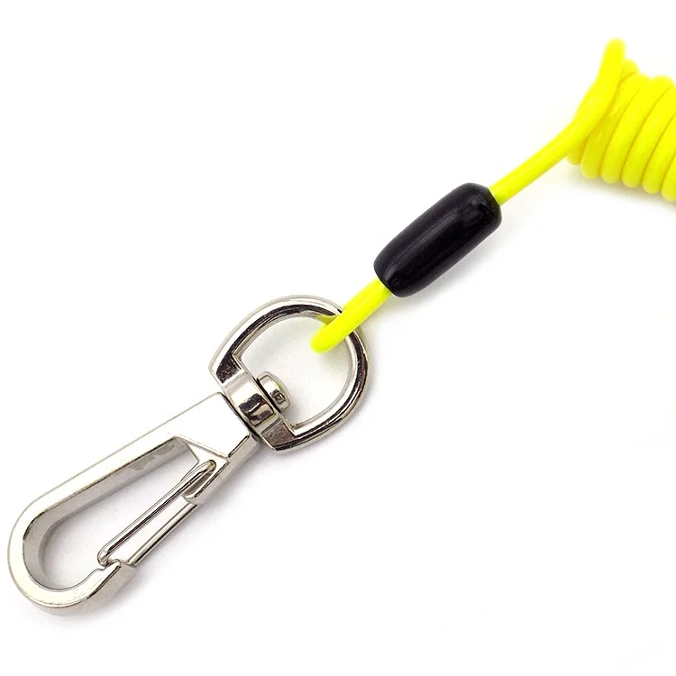Plastic retractable Coil Spring Release Lanyard With Double Snap Hooks for safety