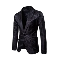 Оптовая продажа, мужской костюм в дворцовом стиле, темно-зернистый дизайн, модный мужской костюм на одной пуговице, облегающее пальто, брюки, мужской костюм