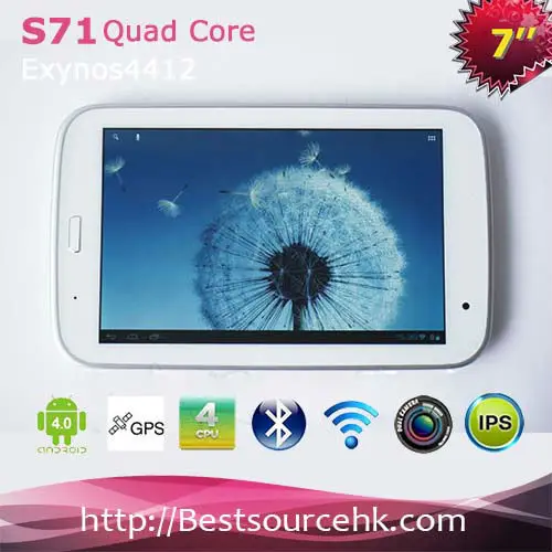 Full function Exynos4412 Quad core tablet!!! 1.6GHz 1GB+8GB Memory 7 inch Tablet pc S71 with GPS HDMI Bluetooth WiFi