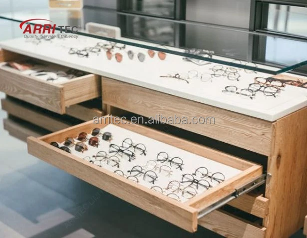 
Elegant Appearance Multi-Layer Type Drawer Eyeglasses Display Cabinet Customize Showroom Shelves 