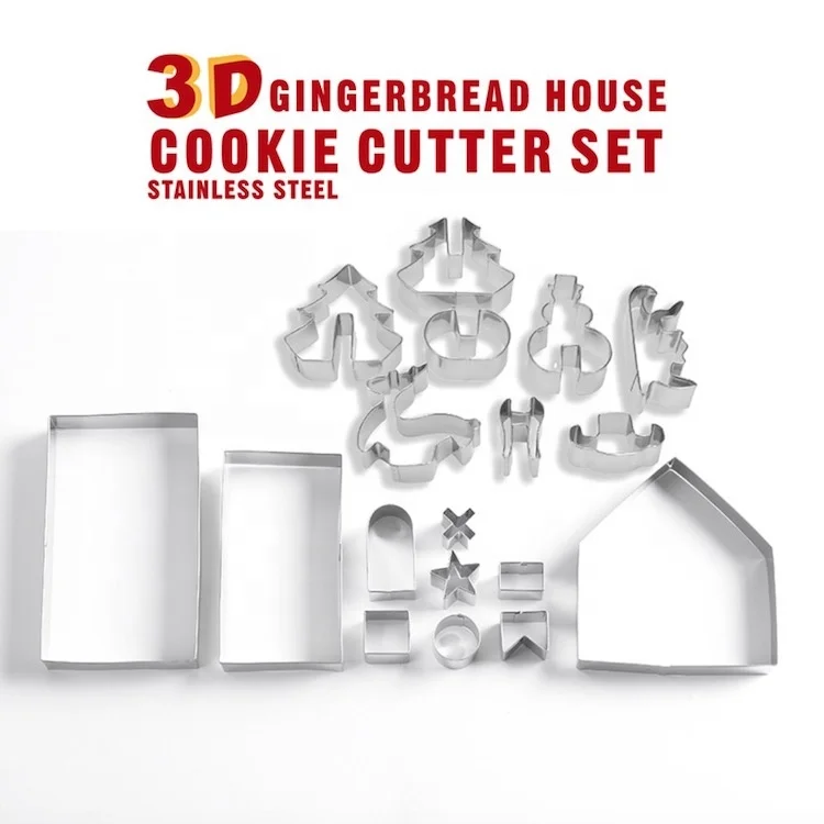 
3D House and Christmas Scenario Cookie Cutter Set Of 18pcs SW-BS160C 