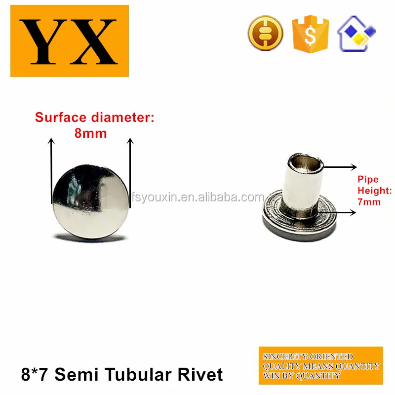 New arrival black color flat head hollow semi tubular rivet for dressing case