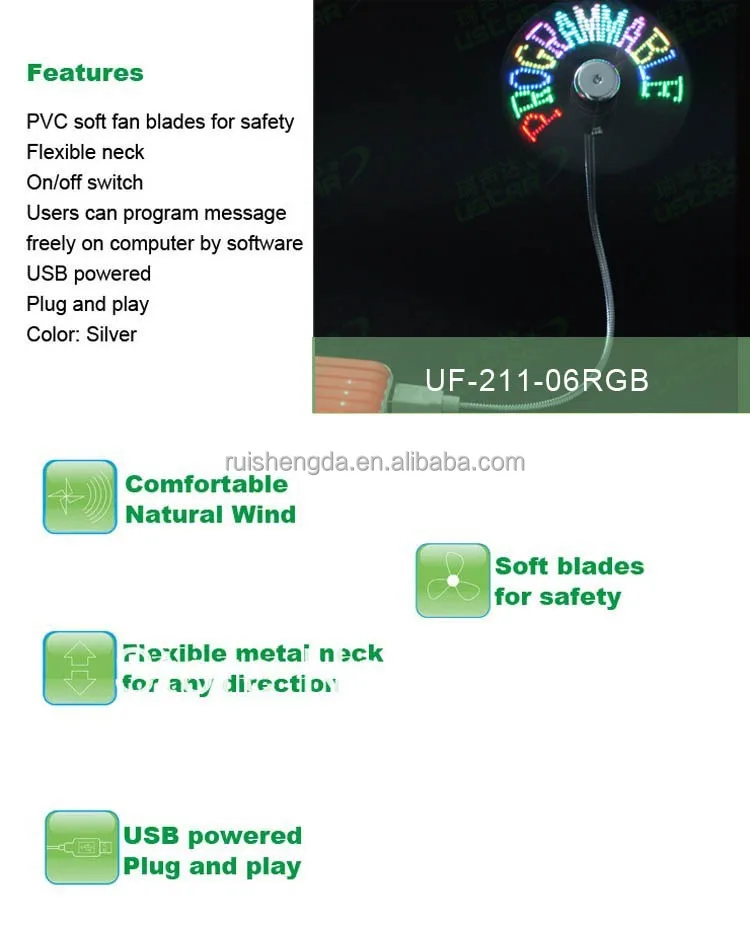 
Flexible USB Programmable Message Fan RGB Multicolor Software Program LED messaege Fan Wholesale 