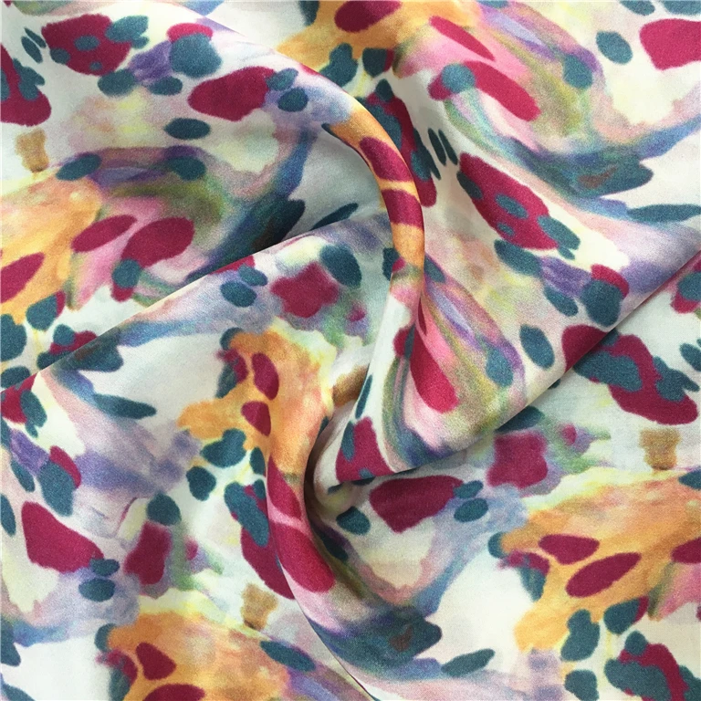 Custom new design high quality digital printed lotus silk fabric