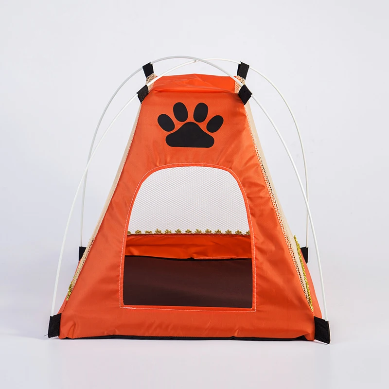 Teepee Pop-Up Dog Cat Bed small Portable Foldable Pet Tent with cushion