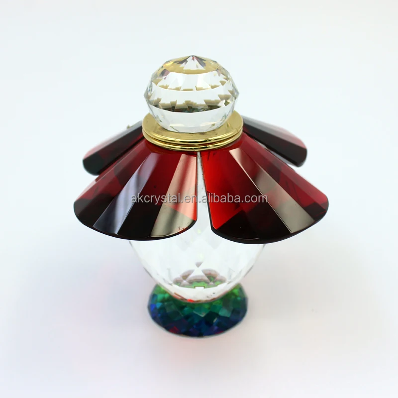 Lotus flower shaped k9 crystal empty perfume bottles Mini Portable Refillable Crystal Perfume Bottle Ornament Gift