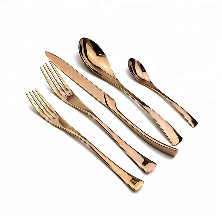High quality flatware spoon knife and fork cutlery stainless steel rose gold cutlery set