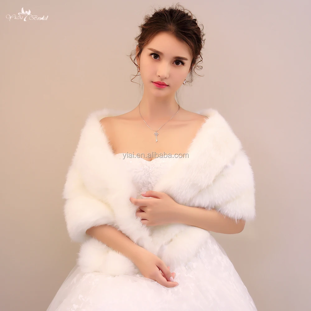
LZP144 Fashion Ladies Winter Off Shoulder Bridal Shawls Fur Bolero Winter Wedding Coat 