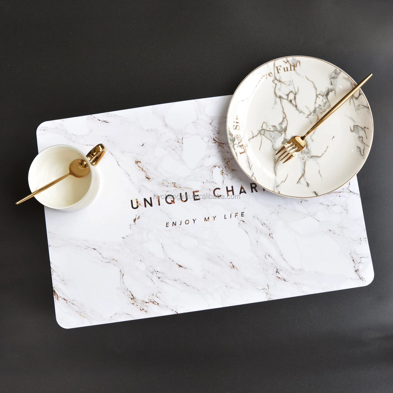 hot sale color printing plastic kitchen marble table mat