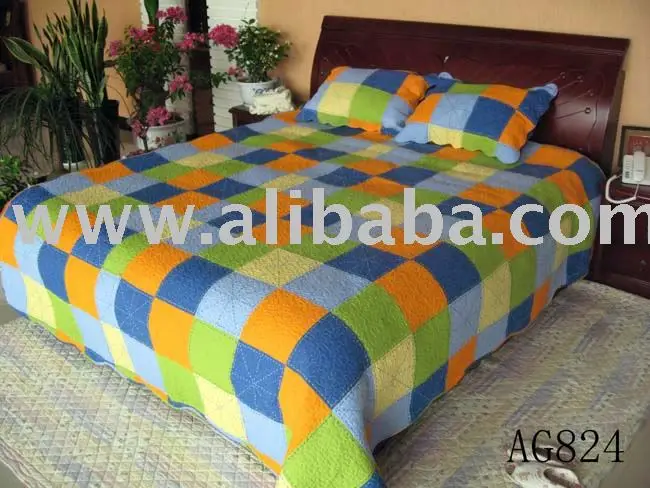 Square colorful bedspread