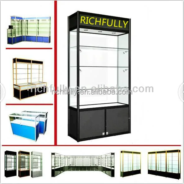 2015 new product Titanium alloy / Aluminum Glass Display Cabinet