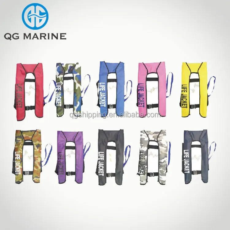 150N Marine Solas CO2 Inflatable Life Jacket to Be Used in Life Saving for Person on Board Vessels Sailing Red with Yellow 0.5n