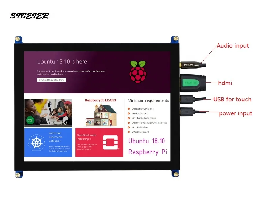 8 inch 1024*768 tft lcd display screen  with capacitive touch ad board support raspberry pi display