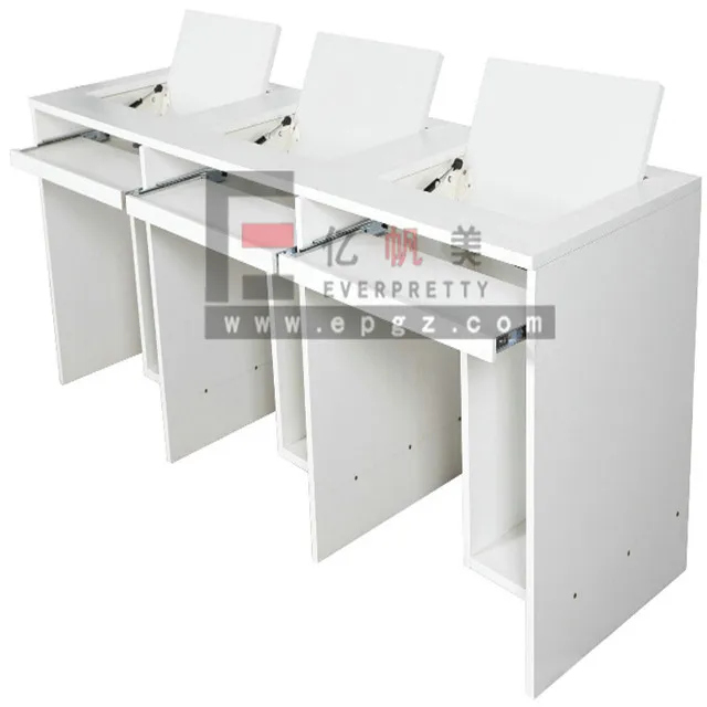 School Computer Lab Furniture Foldable Desk Swivel Wooden Computer Table