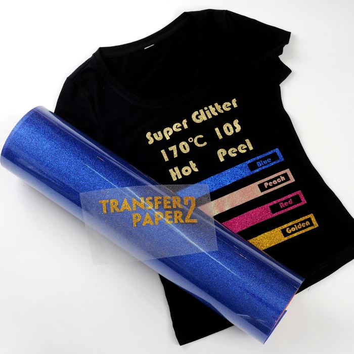 
Super glitter blue color heat transfer vinyl roll for textiles 