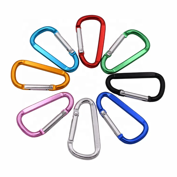 6 cm aluminum d shape flat carabiner keychain promotional  key holder water bottle hook bag parts luggage accessories