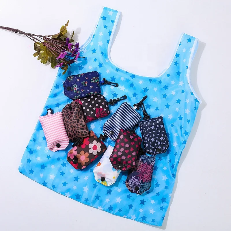 Promotion Custom Eco Friendly Recycle 210D Polyester Foldable Reusable Grocery Supermarket Shopping Bags