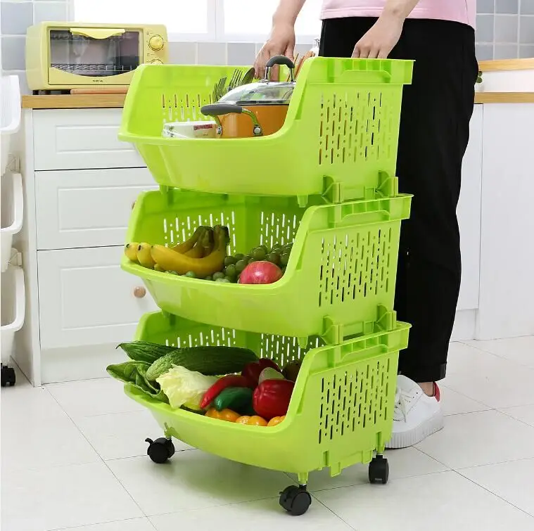 
Hotsales four layers plastic storage rack kitchen wall rack 
