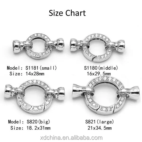 XD S820-1181 Solid 925 Sterling Silver Spring Ring Clasp Round Jewelry Clasps   925 sterling silver clasp