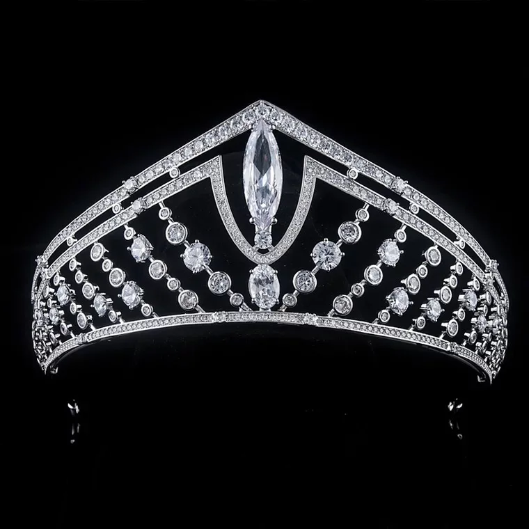pageant new design wholesale zircon tiaras and pearl wedding bridal hair crown jewelry (62215526704)