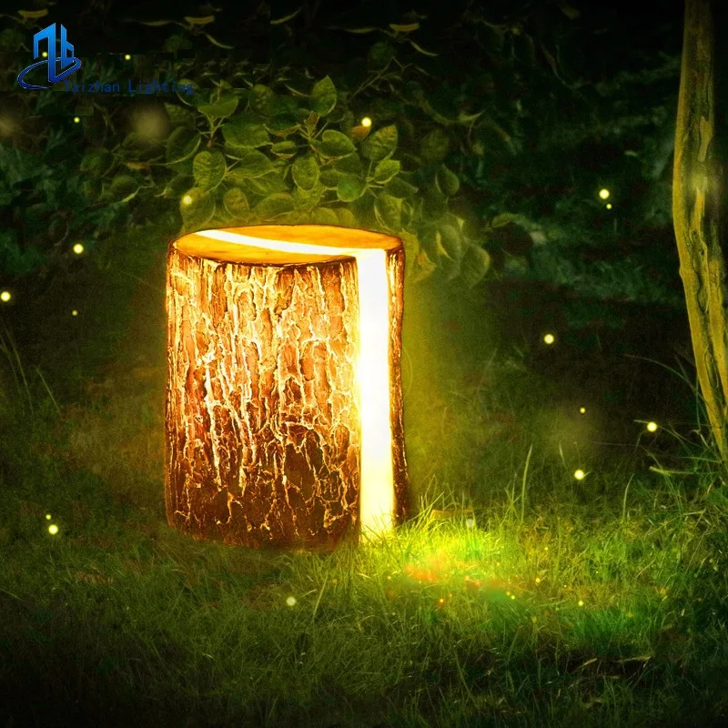 Outdoor New Design tree stump Led Lightdecorative timber pier lawn light garden resin wooden pile landscape lighting