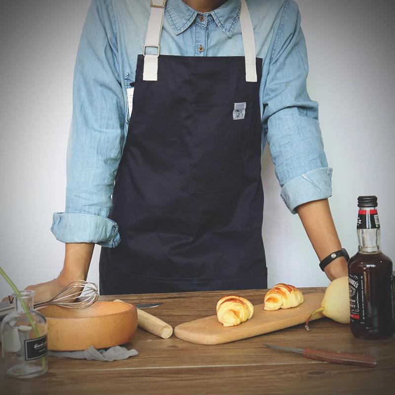 CHANGRONG Custom Unisex blue light weight 100% cotton kitchen apron full length bib Apron