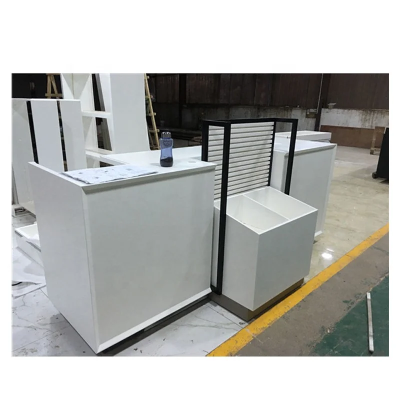 Hot Sale Supermarket Stores Wooden Style Counter Display Cases Reception Desk