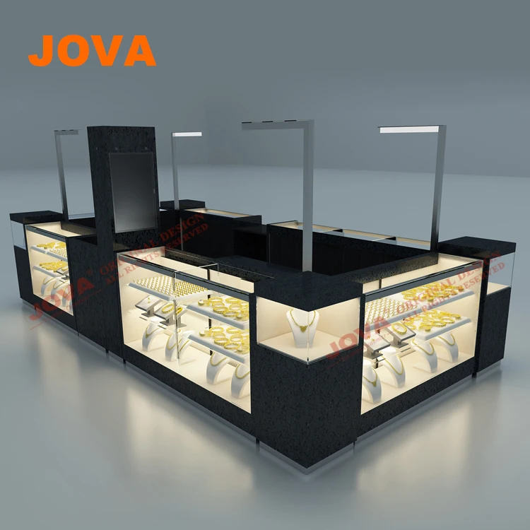 Open Mall Jewelry Round Jewellery Stand Jewelry Retail Design Ready Made Desk Shop Outdoor Wooden Kiosk With Led Lights