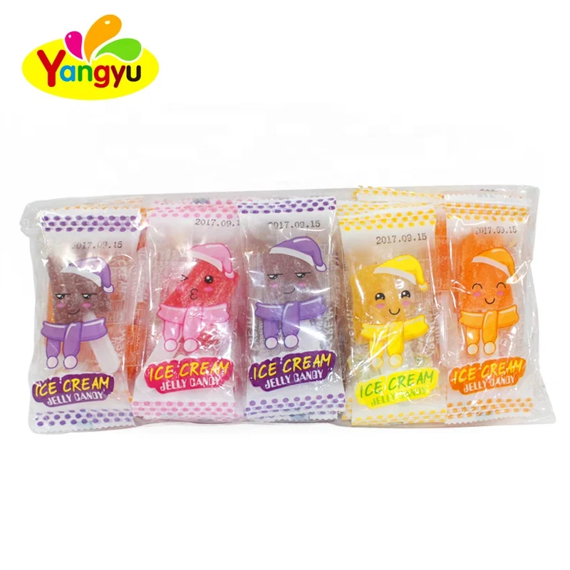 Hot selling  ice cream shape jelly sweet candy in bag Soft candy