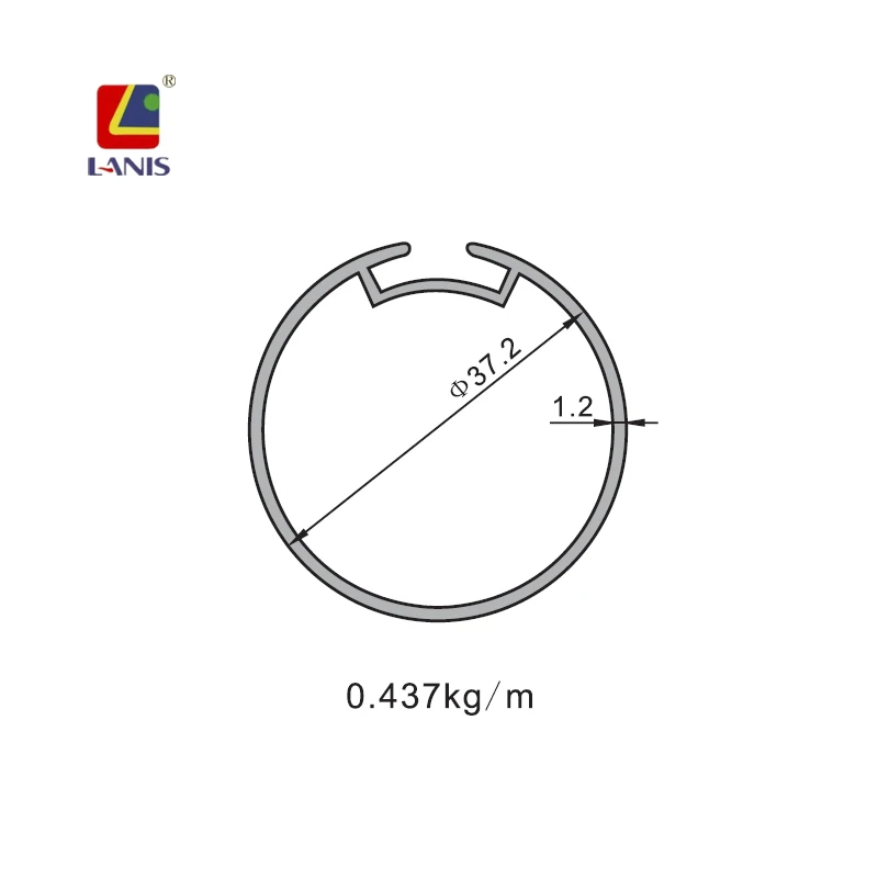 LANIS China factory Roll Blind Parts 38 mm Roller Shade Tube aluminum alloy roller blind tube of 0.6/0.8/1.0/1.2/1.5/2mm