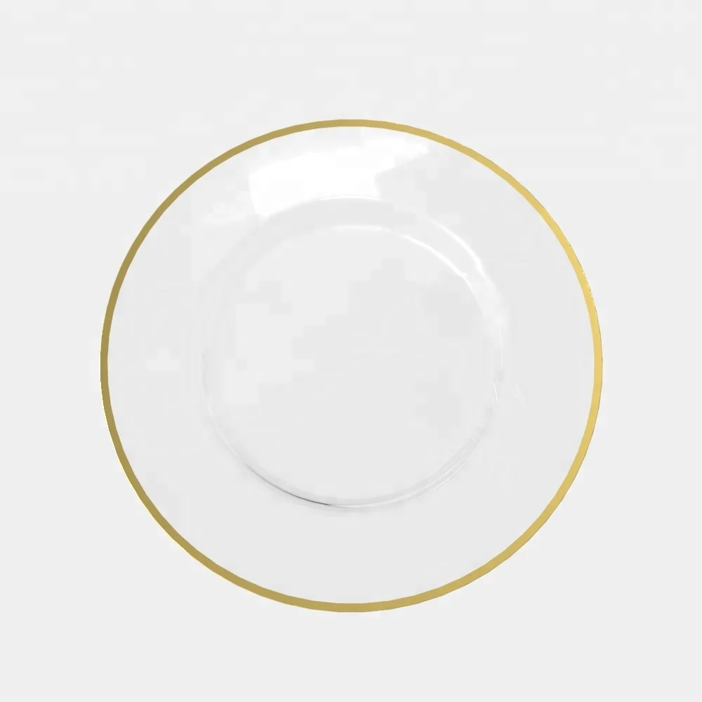 Hot Sale Wholesale Underplate Glitter Rim Gold Round Charger Plate for Wedding party