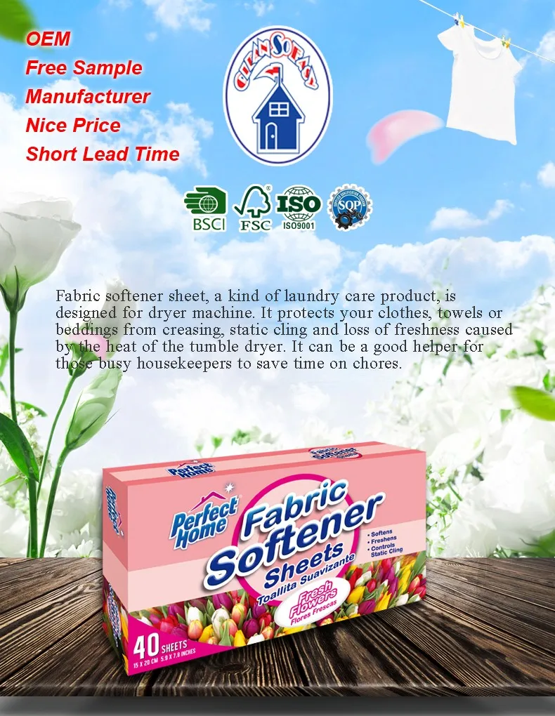 magic preventing static cling dry softener fabric sheet for sale
