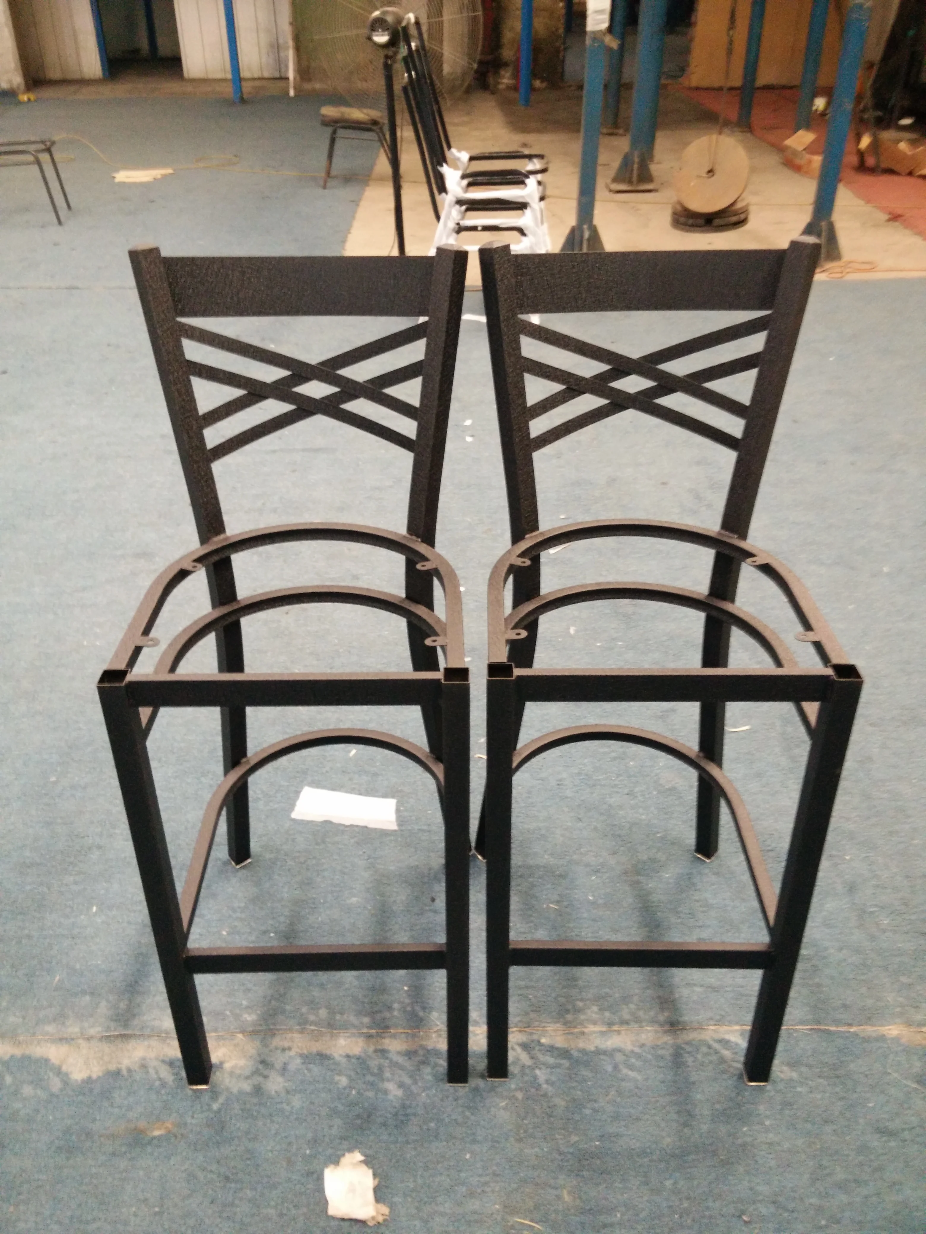 dining metal iron frame leather seat bar restaurant  chair