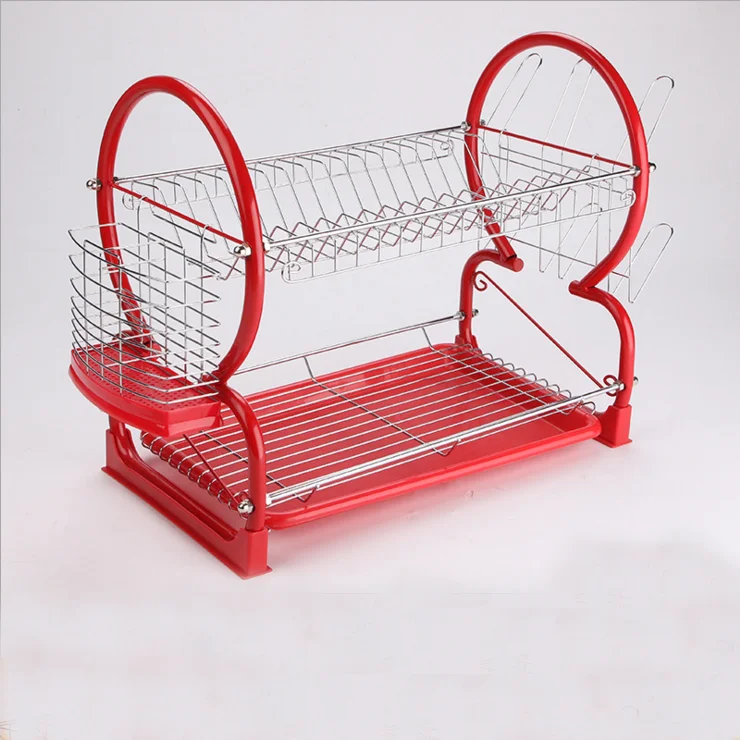 
8 shape Hot selling Stainless Steel 2-Tier Kitchen Dish Rack Dish Drying Rack 