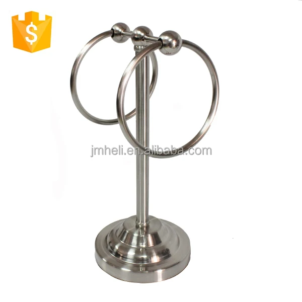 
bathroom metal corner standing towel ring in brushed satin finished 