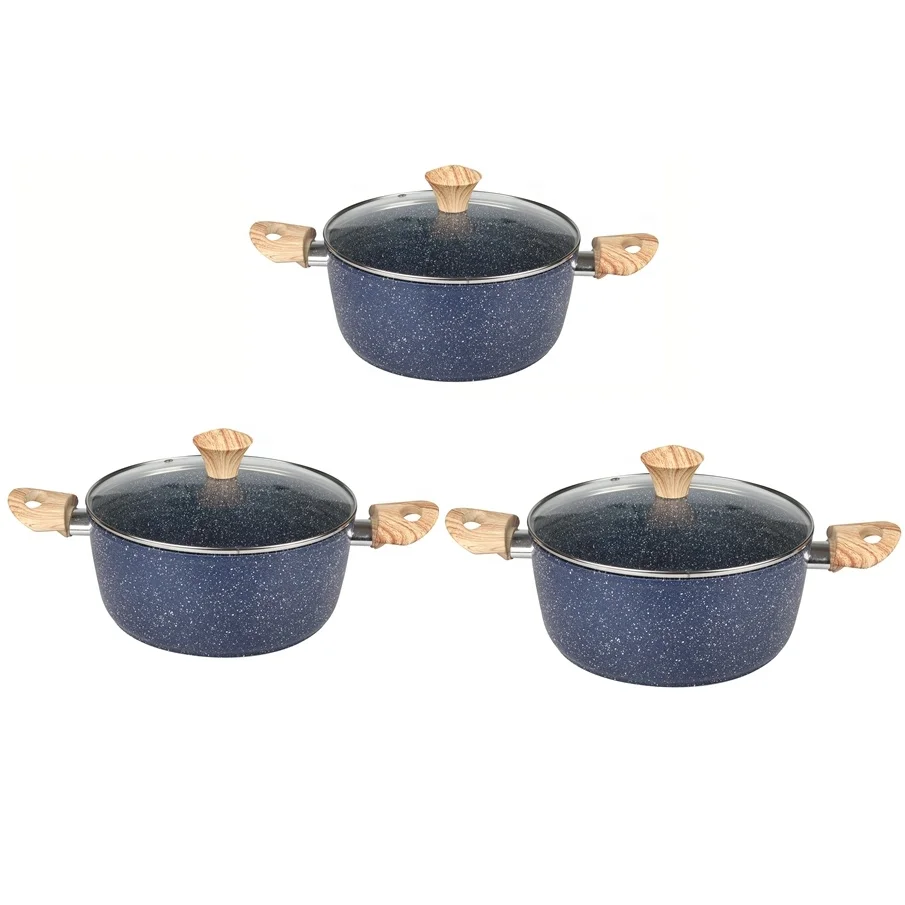 Navy Blue Marble casserole set of 6 with glass lid